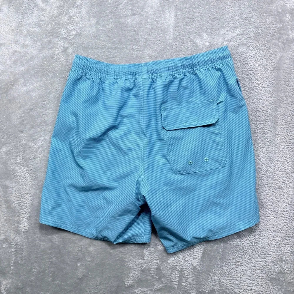 Vineyard Vines Swim Trunks Mens M Blue Micro Stripe Elastic Waist Board Shorts